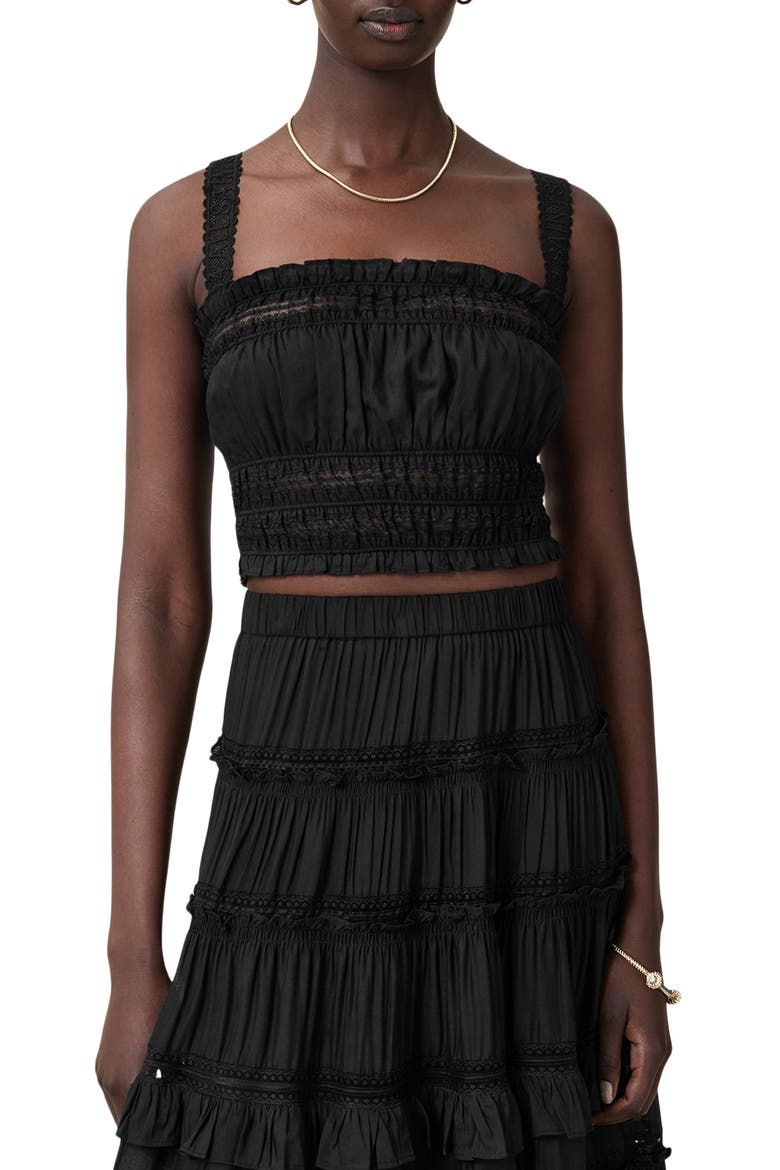 Talia Lace Cropped Top, Main, color, BLACK