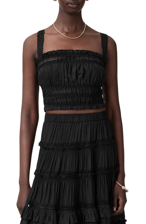 Allsaints Talia Lace Cropped Top In Black
