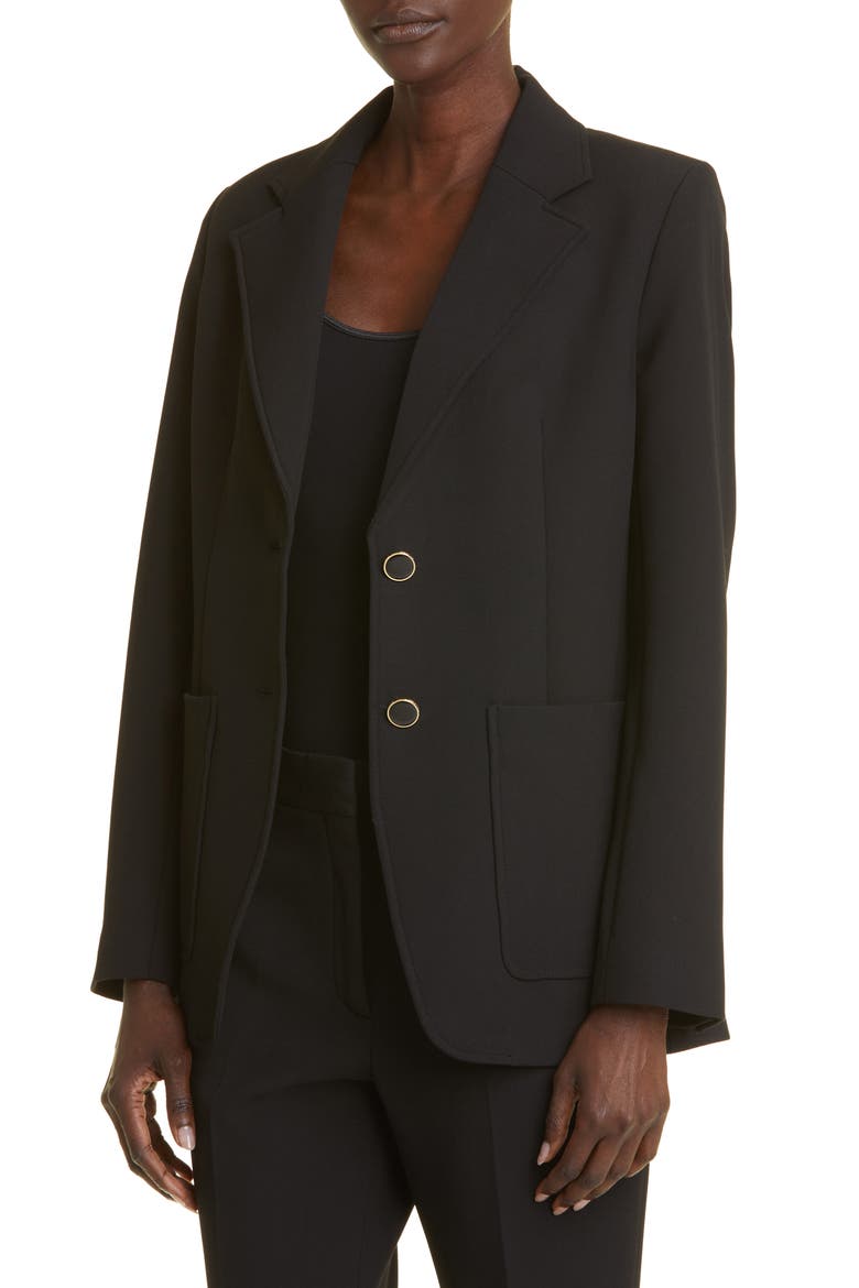 The Boardroom Stretch Crepe Suit Jacket, Alternate, color, BLACK