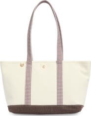 Nanette Lepore Gingham Trim Knit Tote