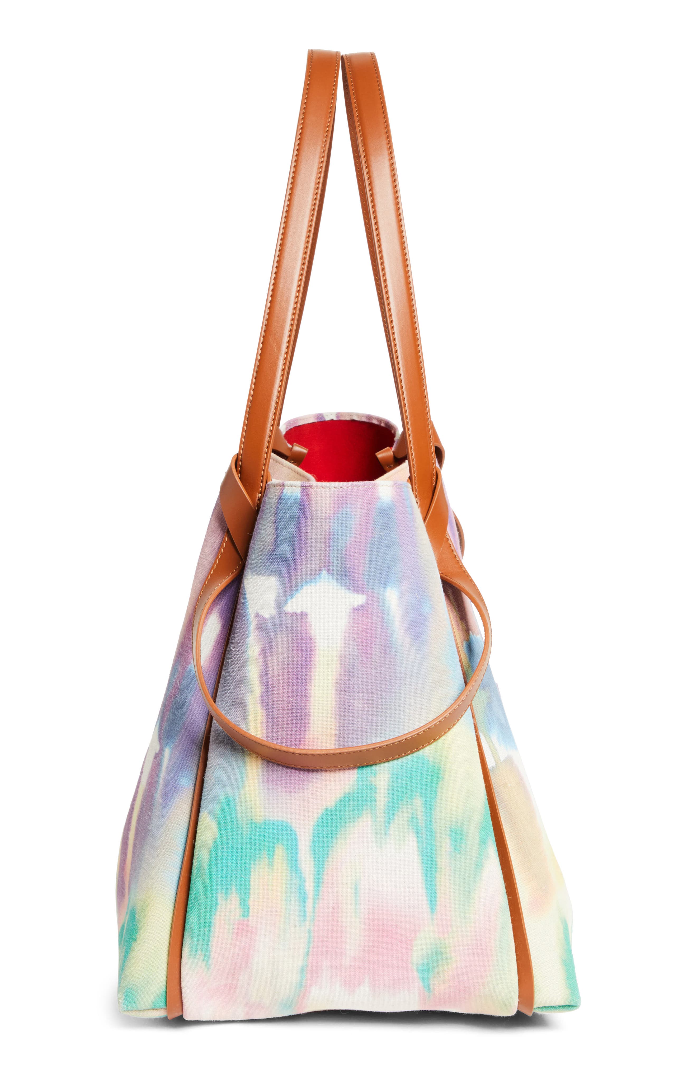 Large Bettina Tie Dye Canvas Tote, Alternate, color, M862 MULTI/ CUOIO