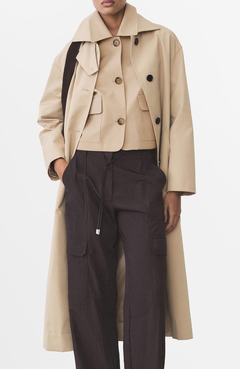 MANGO Cotton Blend Jacket, Main, color, Khaki