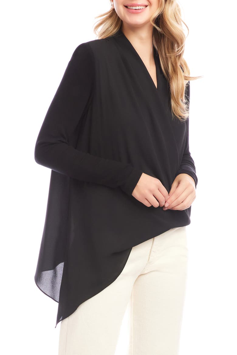 Layered Wrap Front Top, Alternate, color, BLACK