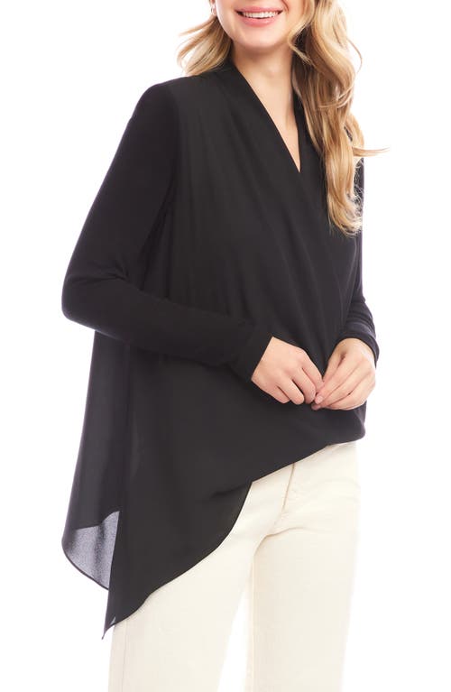 Karen Kane Layered Wrap Front Top In Black