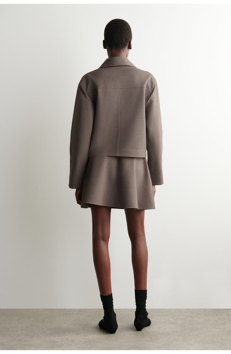 COS Flared Jersey Mini Skirt, Alternate, color, Brown