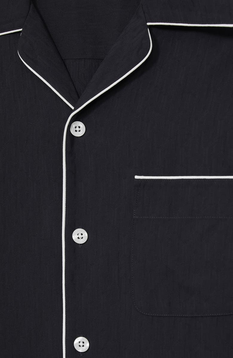 Reiss Josh Piped Button-Up Shirt, Alternate, color, Navy