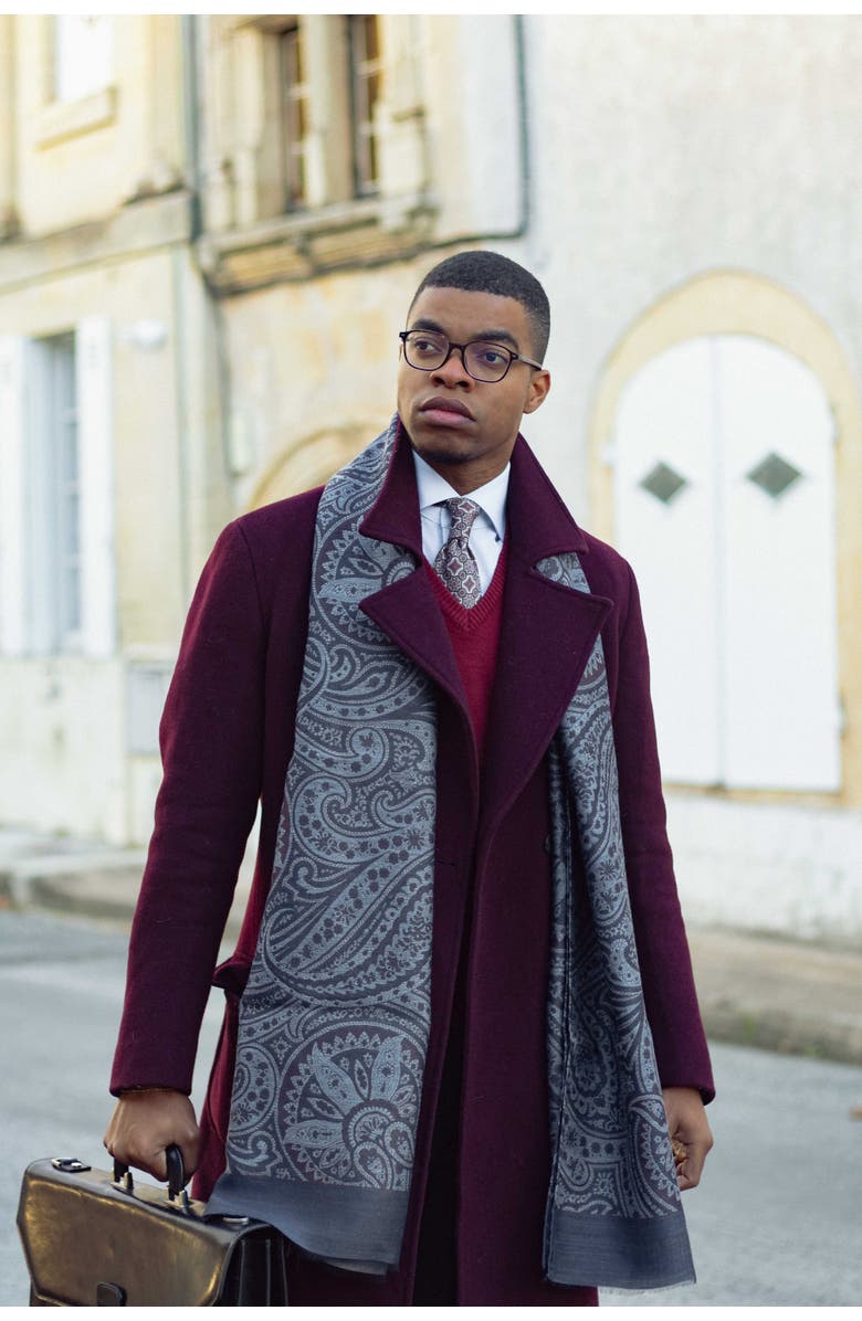 Elizabetta Leone - Wool Silk Scarf for Men, Alternate, color, Blue