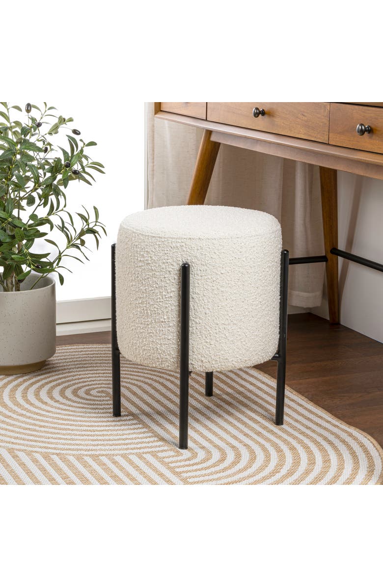 JONATHAN Y Silvia 18.5" Modern Minimalist Round Backless Metal/Cushioned Vanity Stool, Alternate, color, 