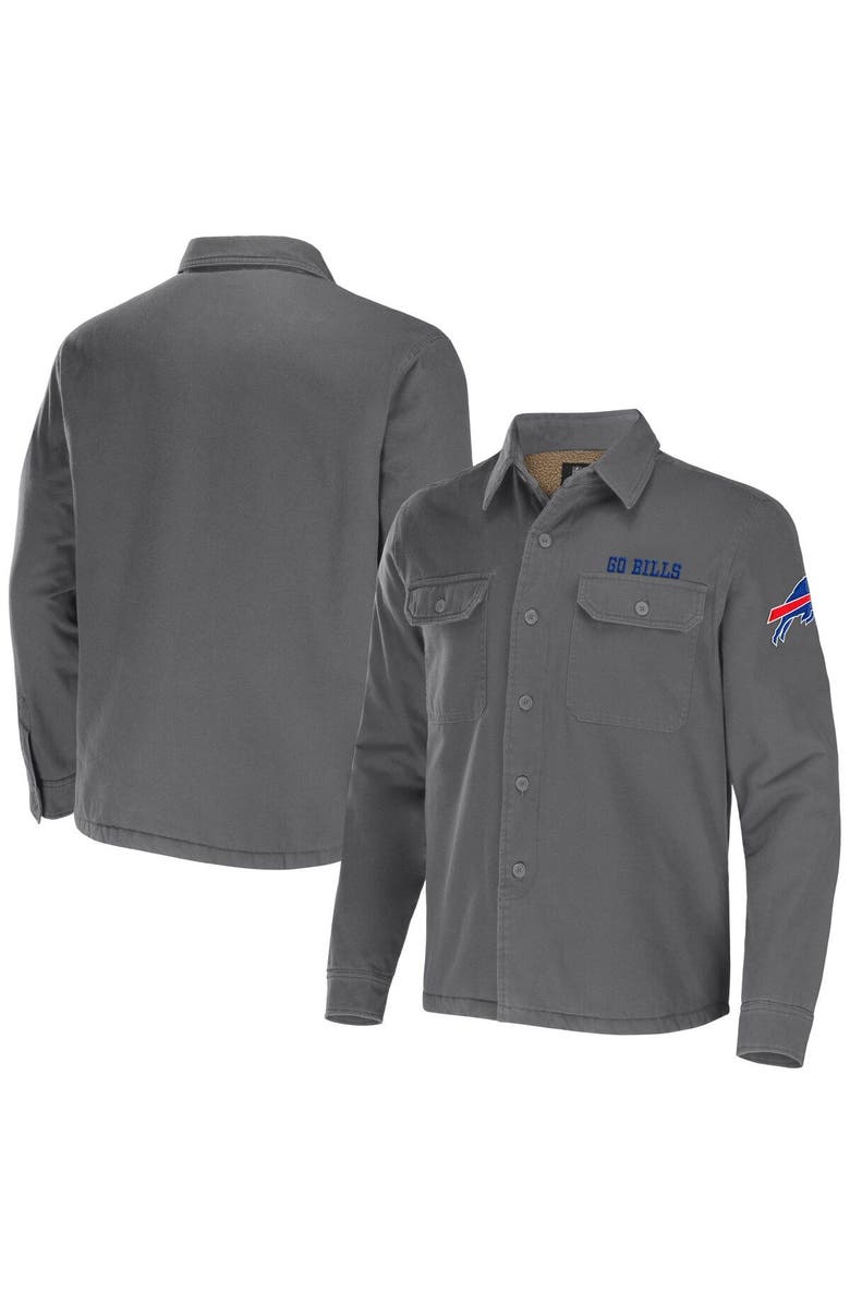 NFL X DARIUS RUCKER Men's NFL x Darius Rucker Collection by Fanatics Gray Buffalo Bills Canvas Button-Up Shirt Jacket, Main, color, Gray