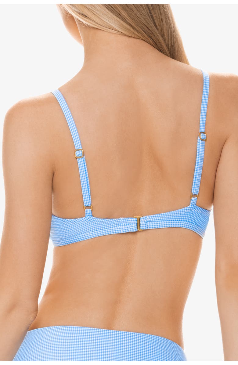 HELEN JON Ruffled Shirred Cross Over Bra, Alternate, color, Peri Gingham