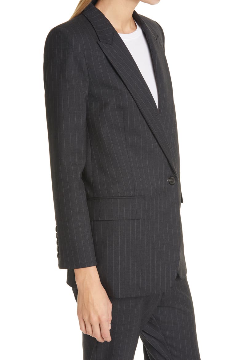 Diane Pinstripe Stretch Wool Blazer, Alternate, color, DARK CHARCOAL PINSTRIPE