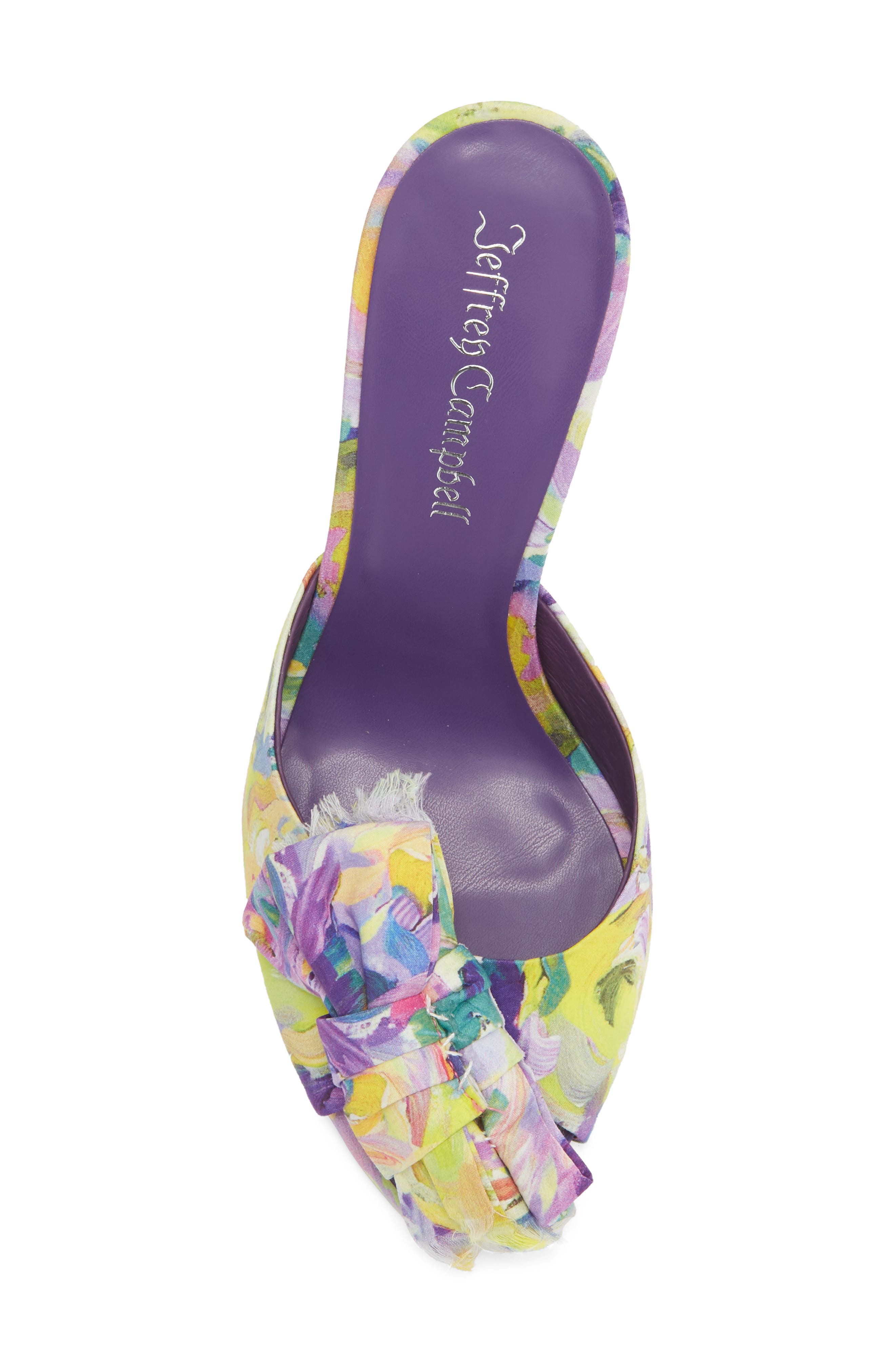 Jeffrey Campbell First Kiss Peep Toe Slide Sandal, Alternate, color, Purple Multi Floral
