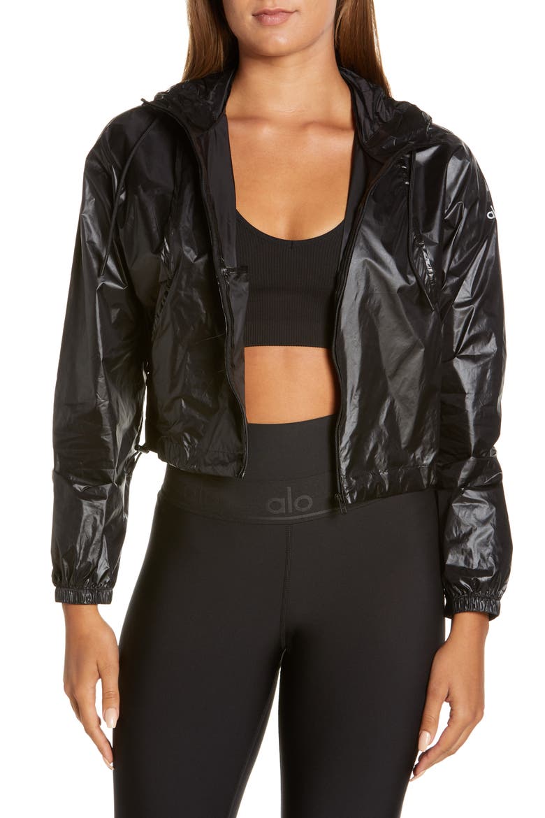 Sprinter Hooded Crop Jacket, Main, color, BLACK