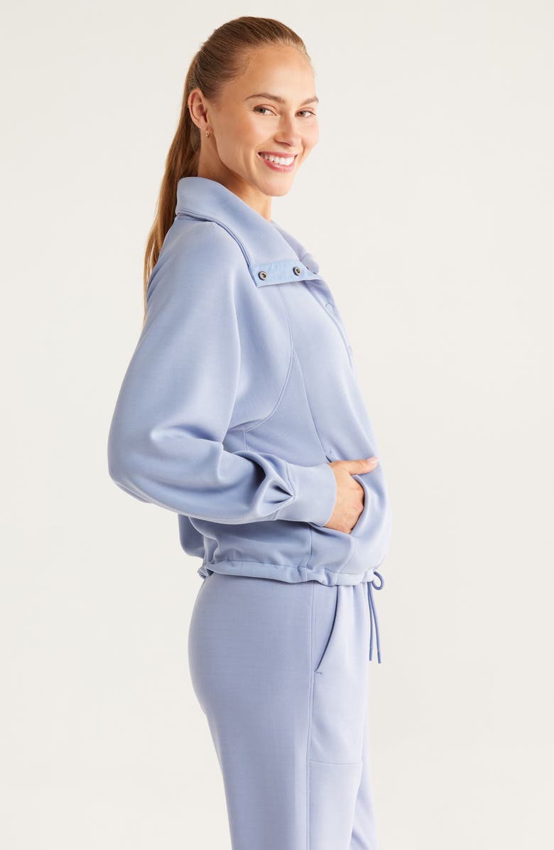 Zella Ultrasoft Snap Funnel Neck Sweatshirt, Alternate, color, Blue Tempest
