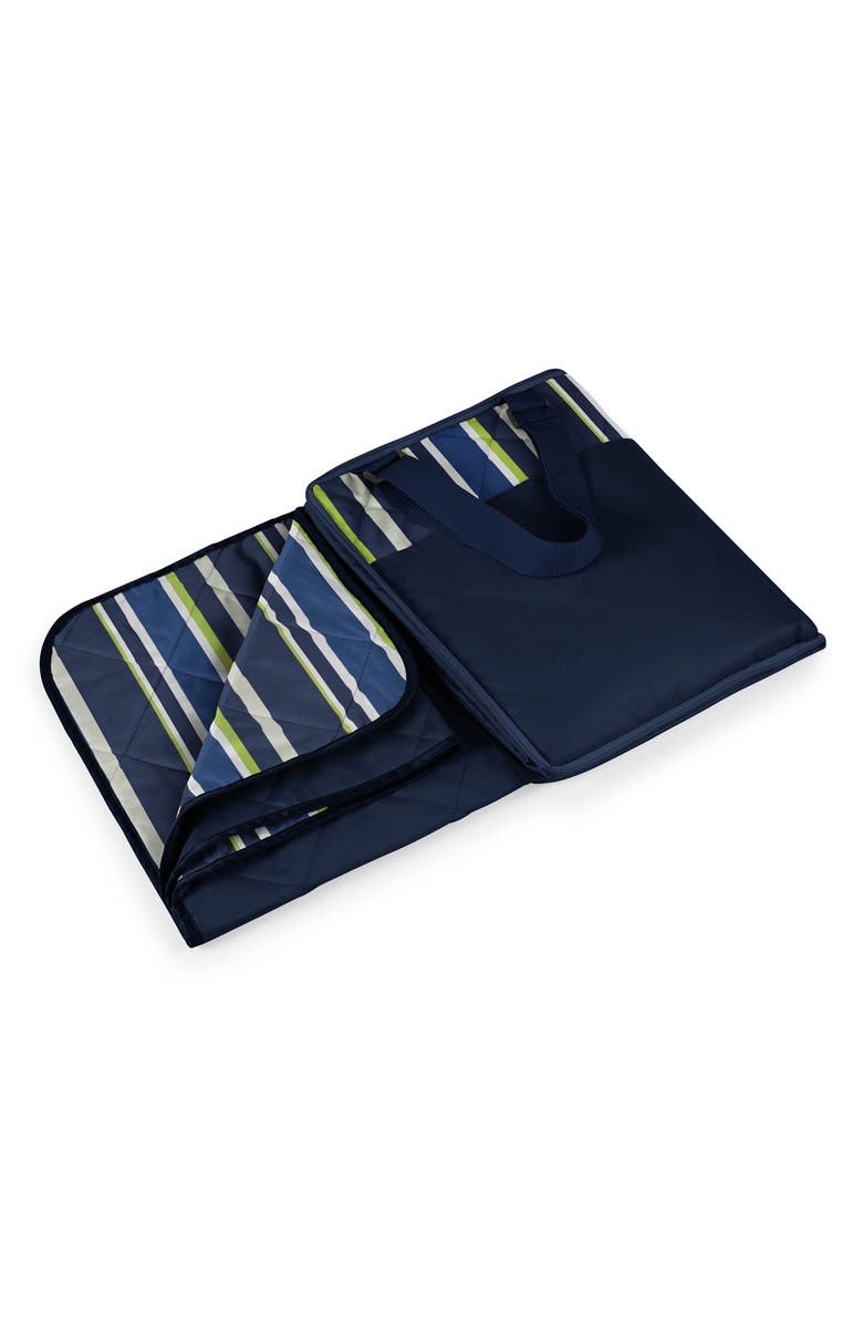 Picnic Time Vista Outdoor Picnic Blanket & Tote, Main, color, Blue Stripe Pattern