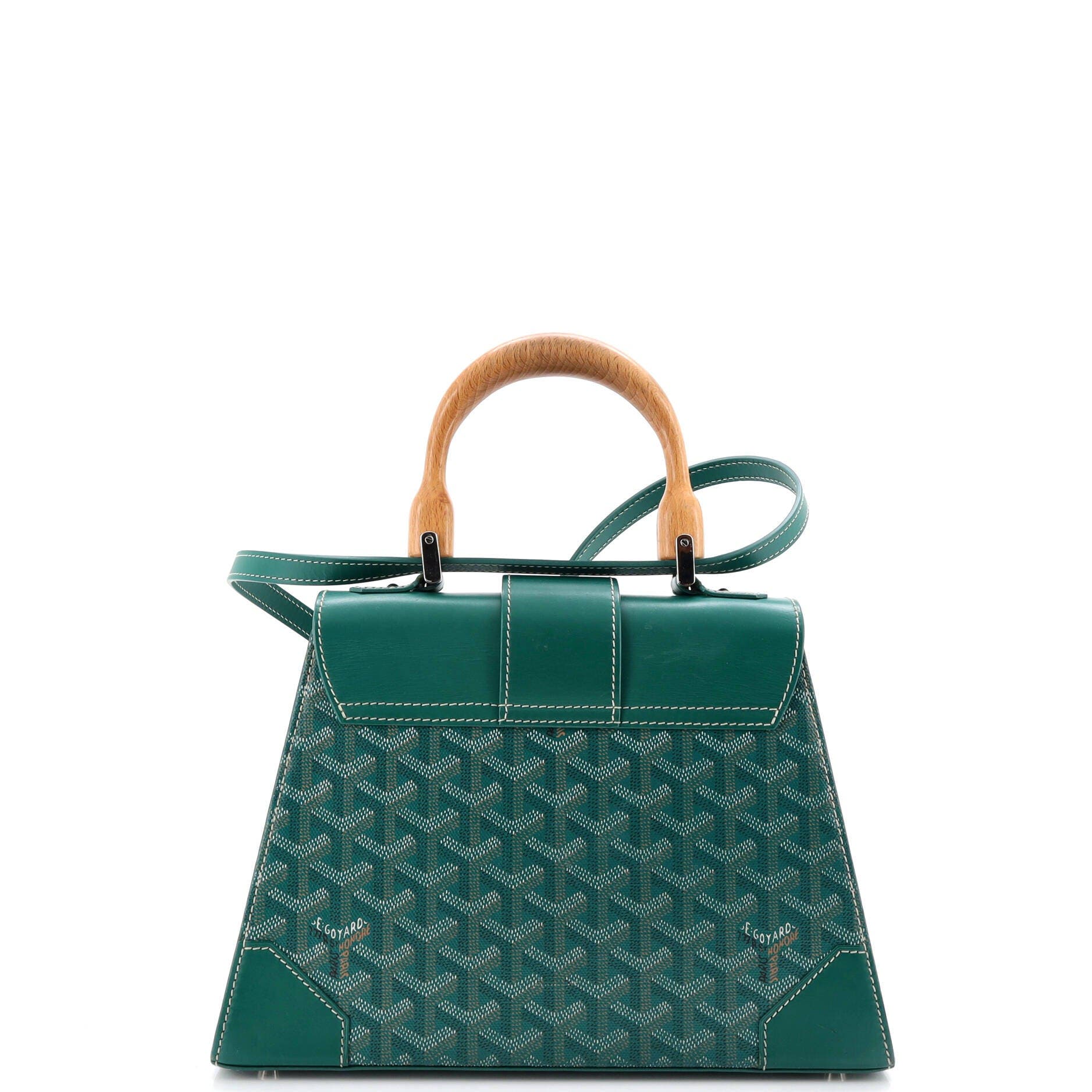 Pre-Owned Goyard Saigon Top Handle Bag Coated Canvas with Leather PM, Alternate, color, Green