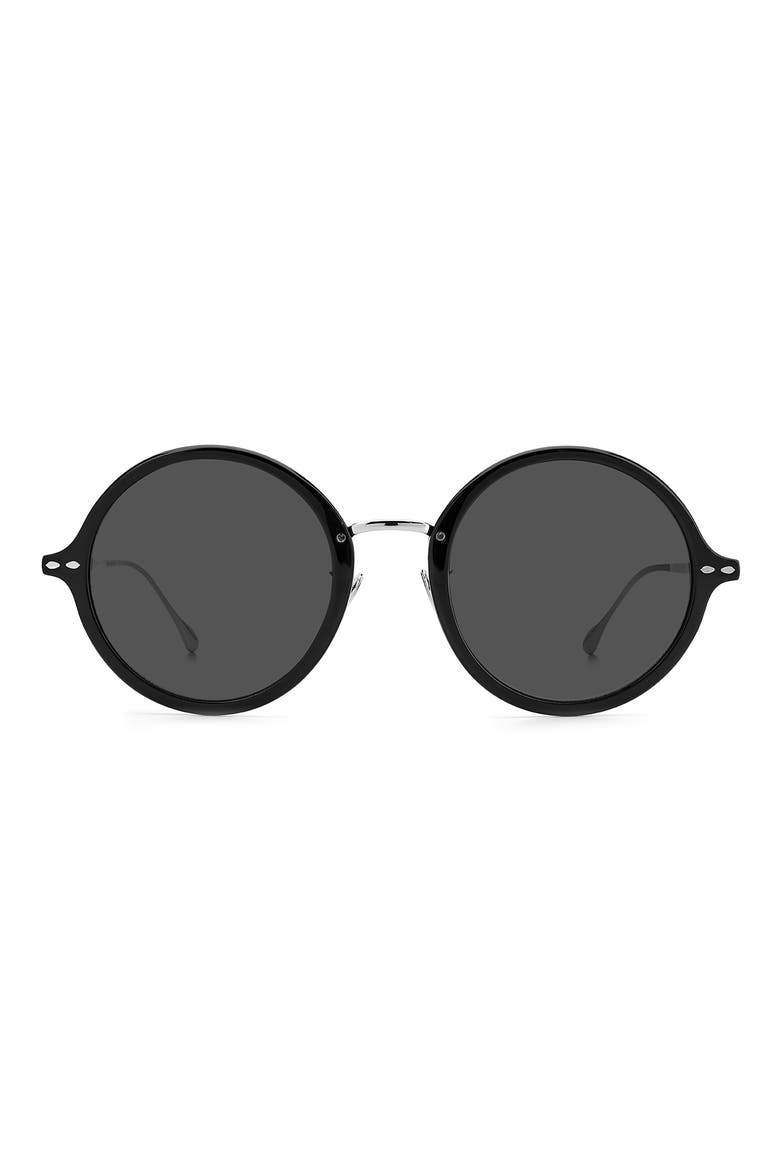 53mm Round Sunglasses, Main, color, BLACK SILVER / GREY