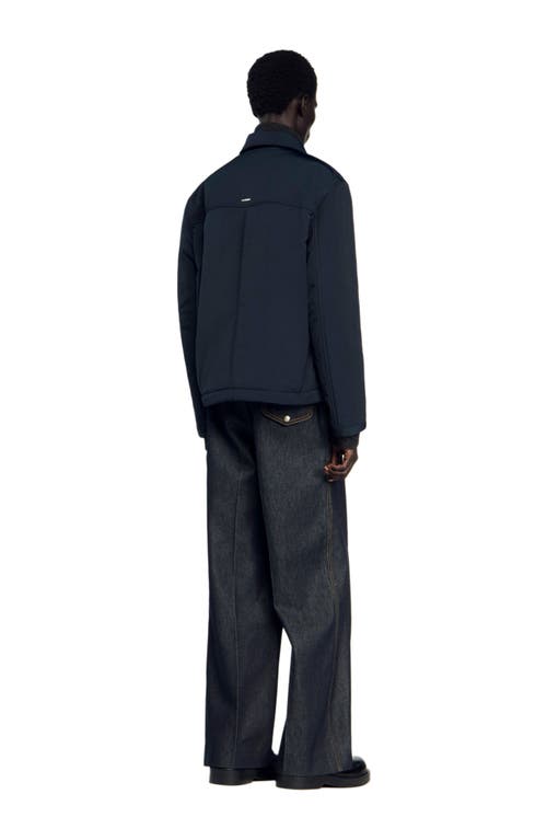 Sandro George Technical Quilted Jacket In Blue