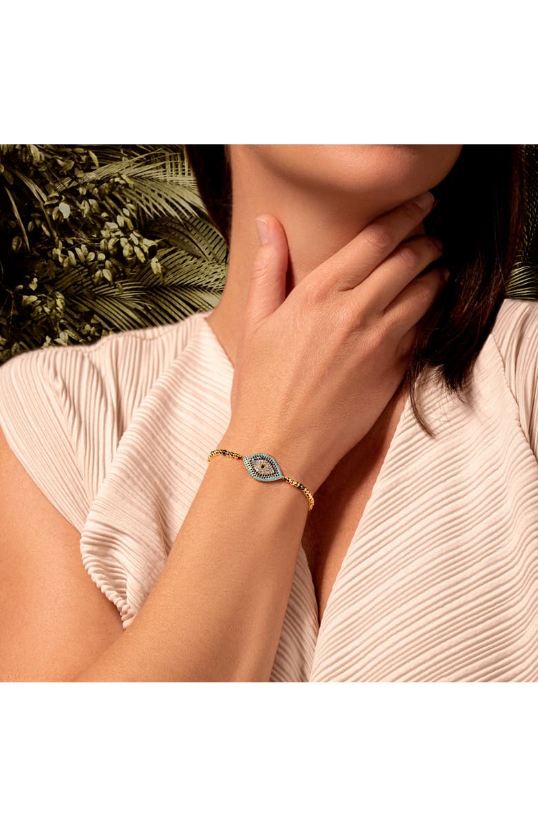 Karma and Luck Walk with Integrity - Hematite Gold Tone Bracelet, Alternate, color, Gold/Black/Blue