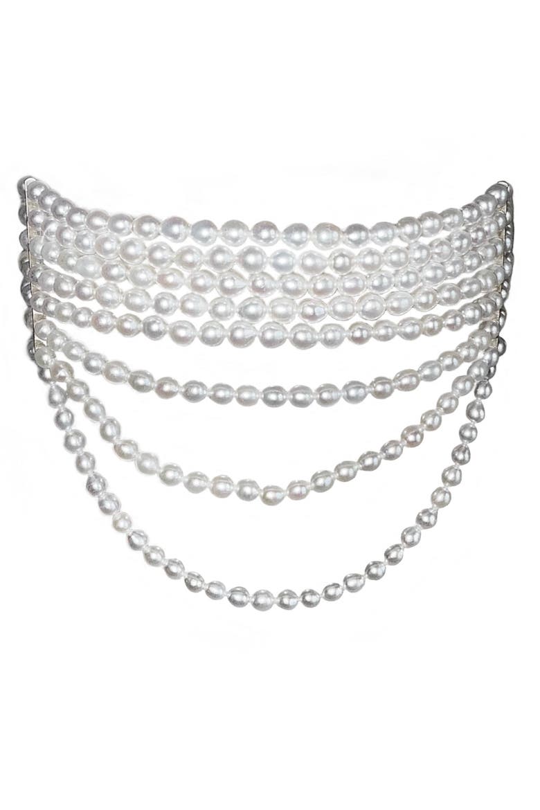 The Victoria Pearl Choker Necklace, Main, color, White