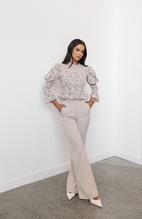 Petal And Pup Petal & Pup Novah Long Sleeve Smocked Peplum Top In Multi