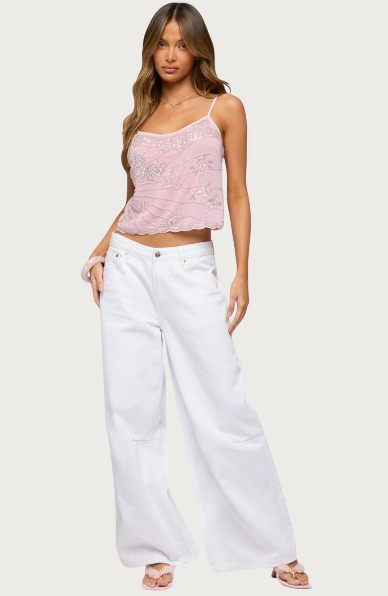 EDIKTED Bead & Sequin Chiffon Camisole, Alternate, color, 