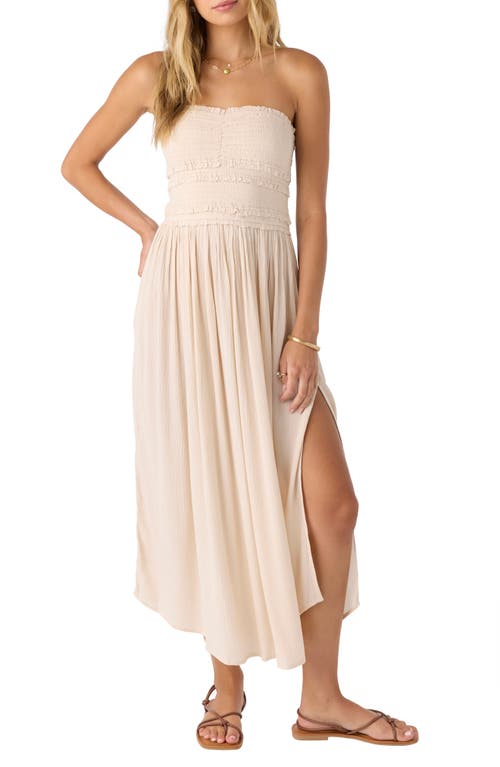 O'neill Devyn Smocked Strapless Midi Dress In Tapioca