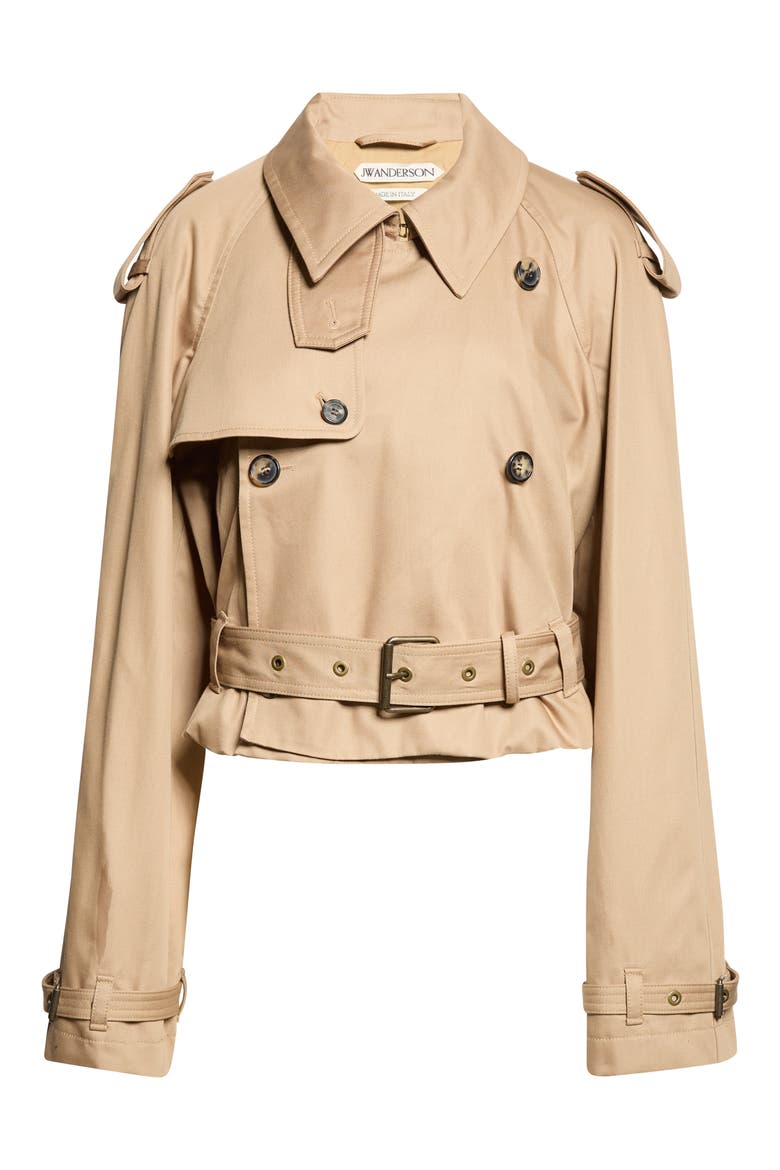 Double Breasted Crop Trench Coat, Main, color, BEIGE