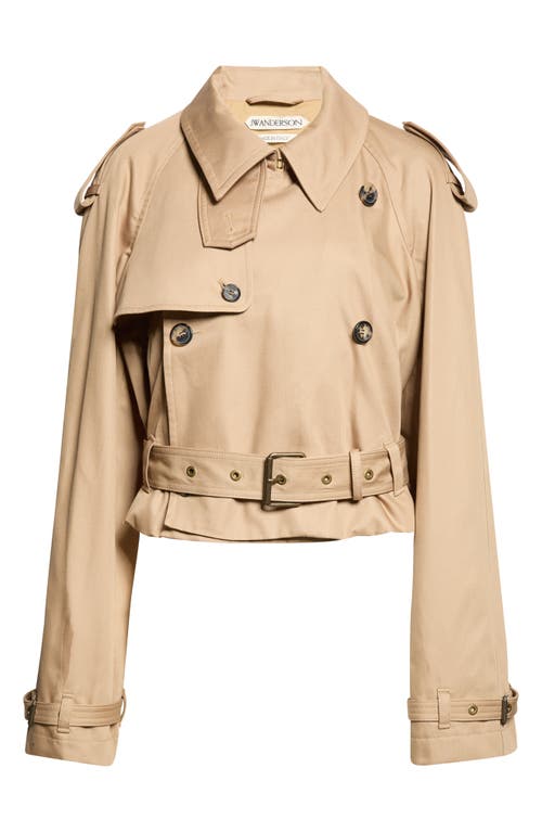 JW Anderson Double Breasted Crop Trench Coat in Beige at Nordstrom, Size 14