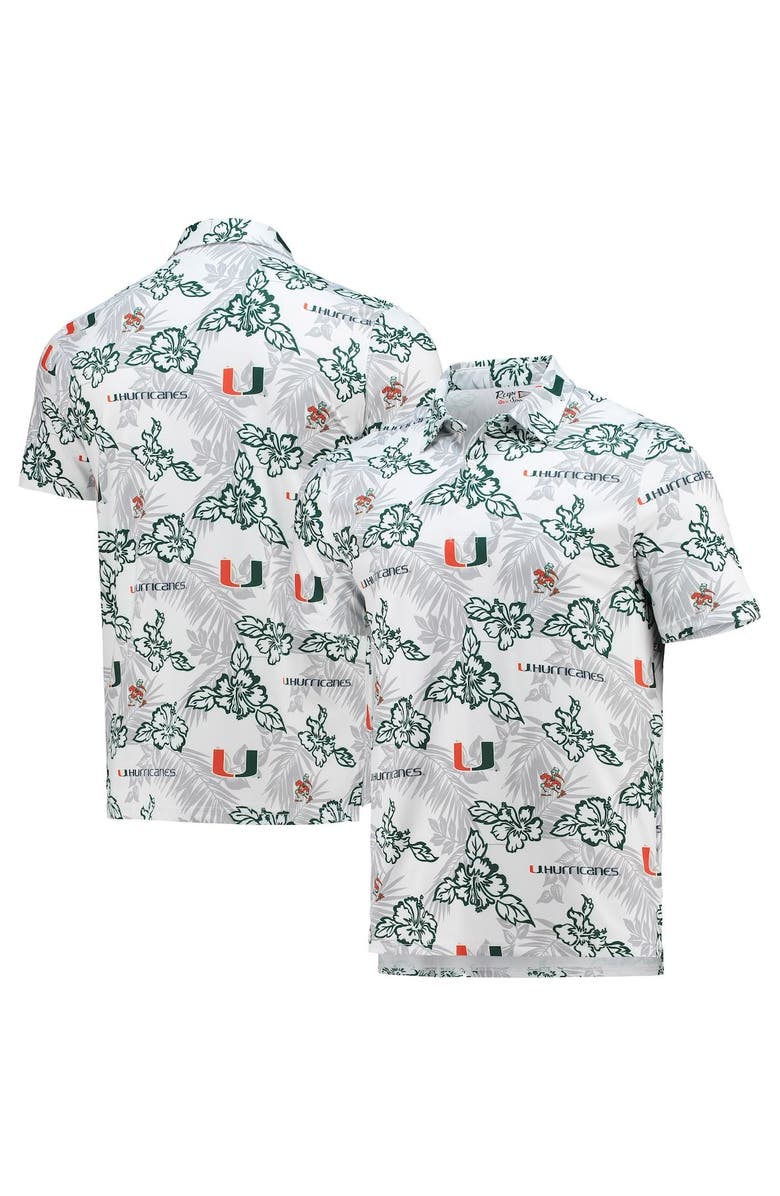 Reyn Spooner Men's Reyn Spooner White Miami Hurricanes Performance Polo, Main, color, White