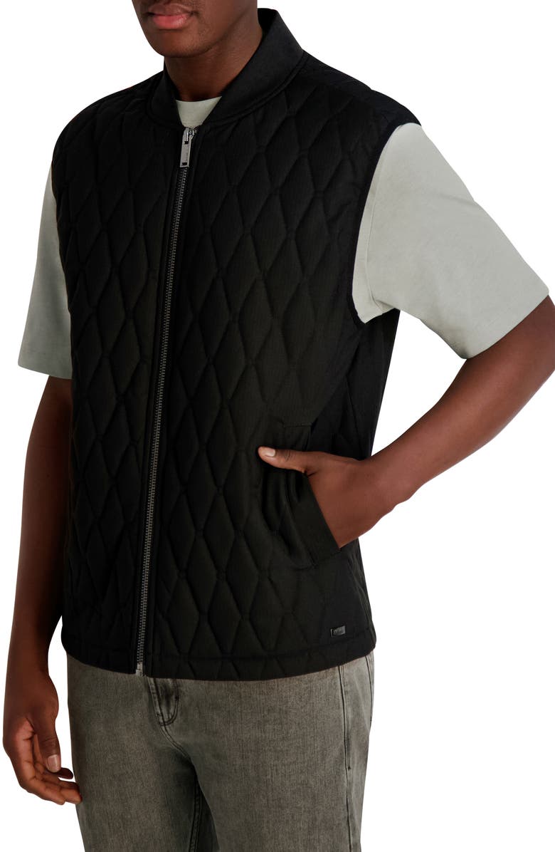 KARL LAGERFELD PARIS Diamond Quilt Zip Vest, Alternate, color, Black