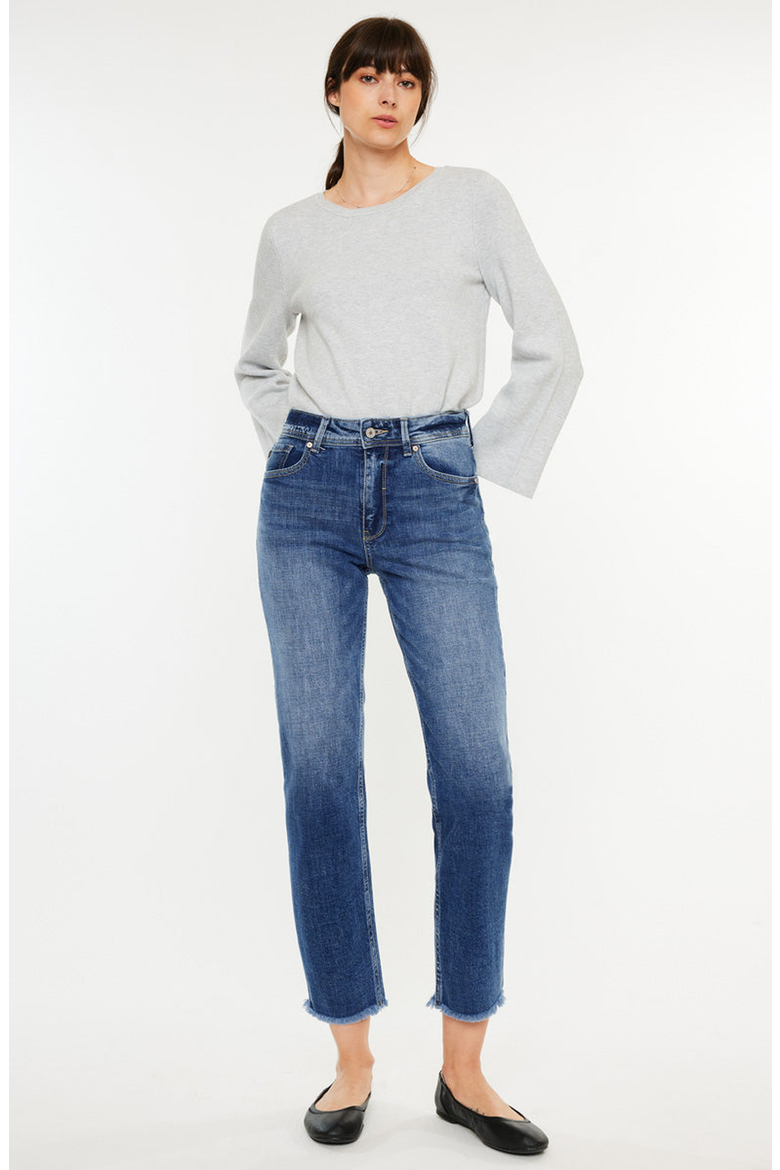 Nancy Essentials High Rise Slim Straight Leg Jeans, Alternate, color, Medium Wash