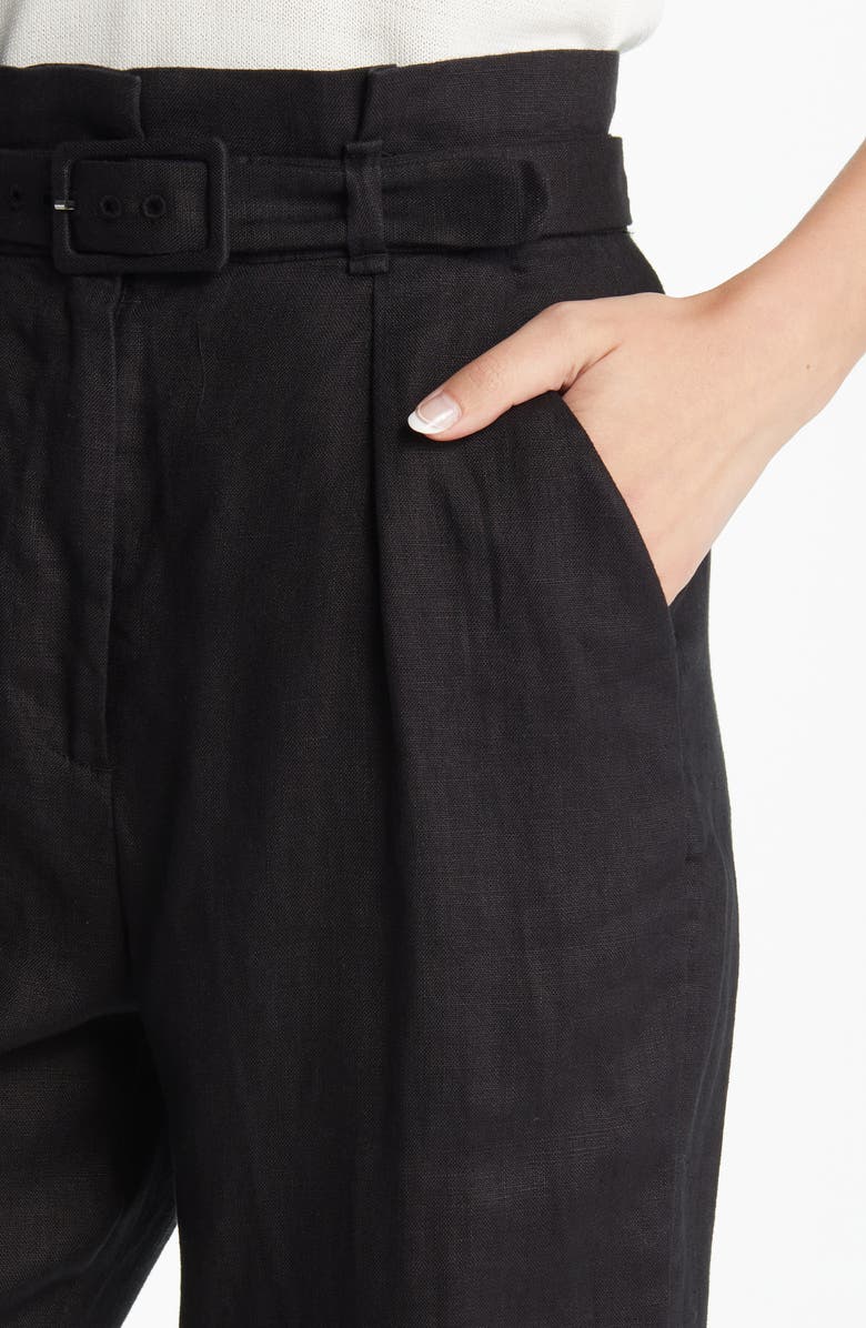 & Other Stories Belted High Waist Linen Trousers, Alternate, color,