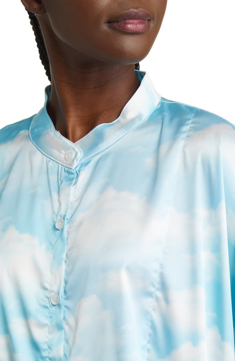 Dressed in Lala Oversize Button-Up Satin Shirt & High Waist Crop Pants Set, Alternate, color, 