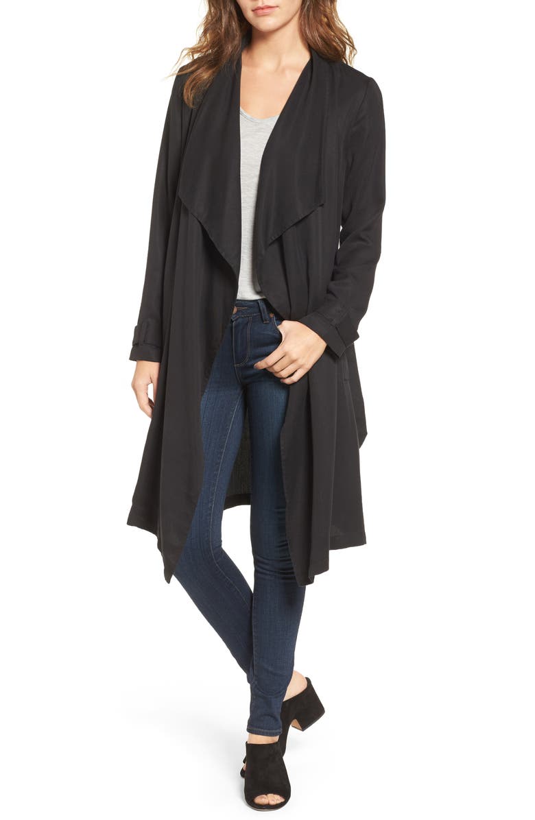 BB Dakota by Steve Madden BB Dakota Barkly Drape Front Trench Coat, Main, color, 