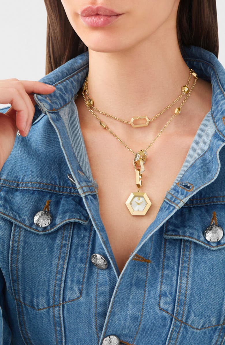 PHILIPP PLEIN $nake Hexagon Pendant Y-Necklace Watch, 28mm, Alternate, color, 