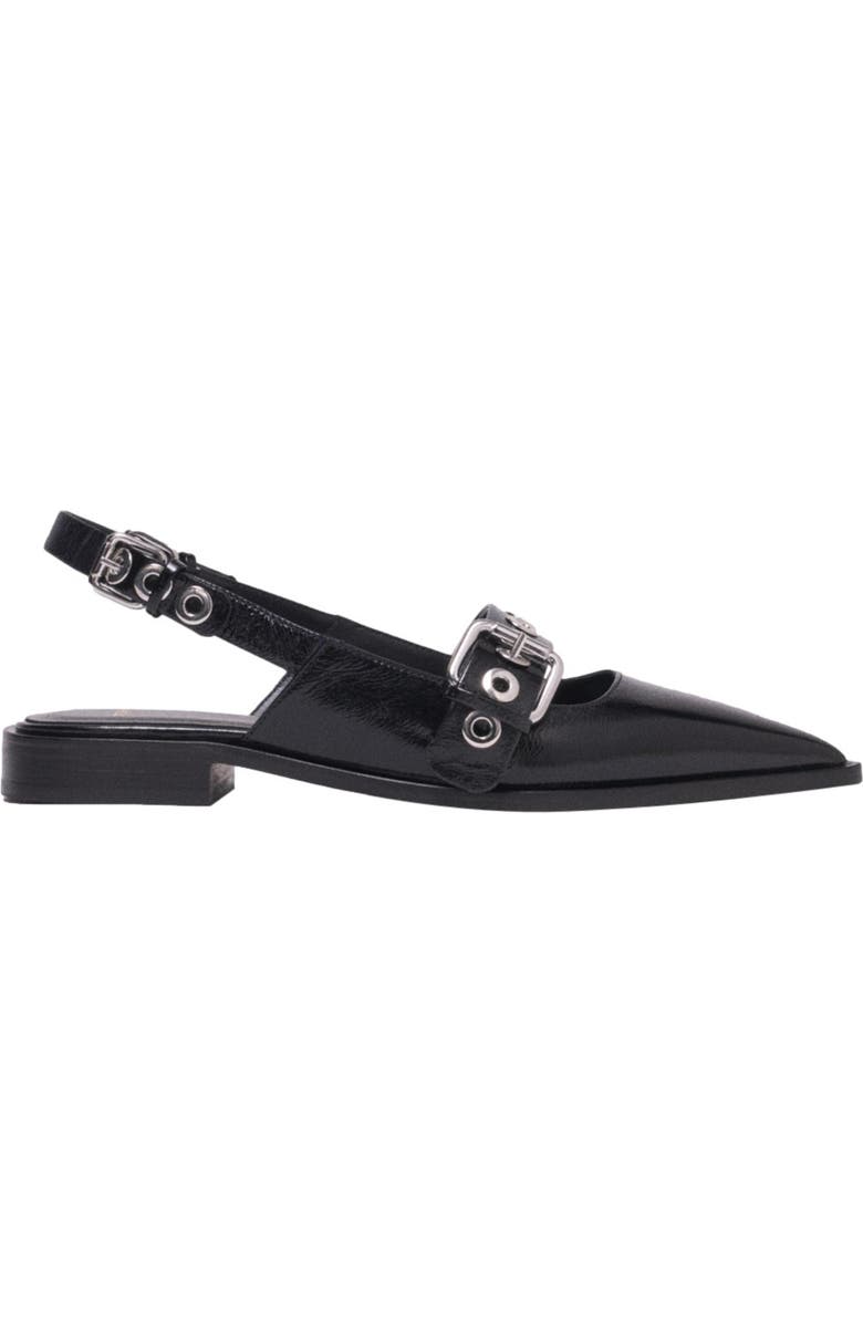 maje Flat leather strap slingbacks, Main, color, Black
