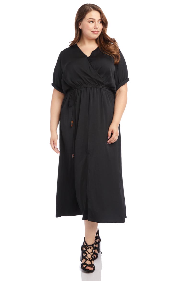Cuffed Sleeve Midi Dress, Alternate, color, BLACK