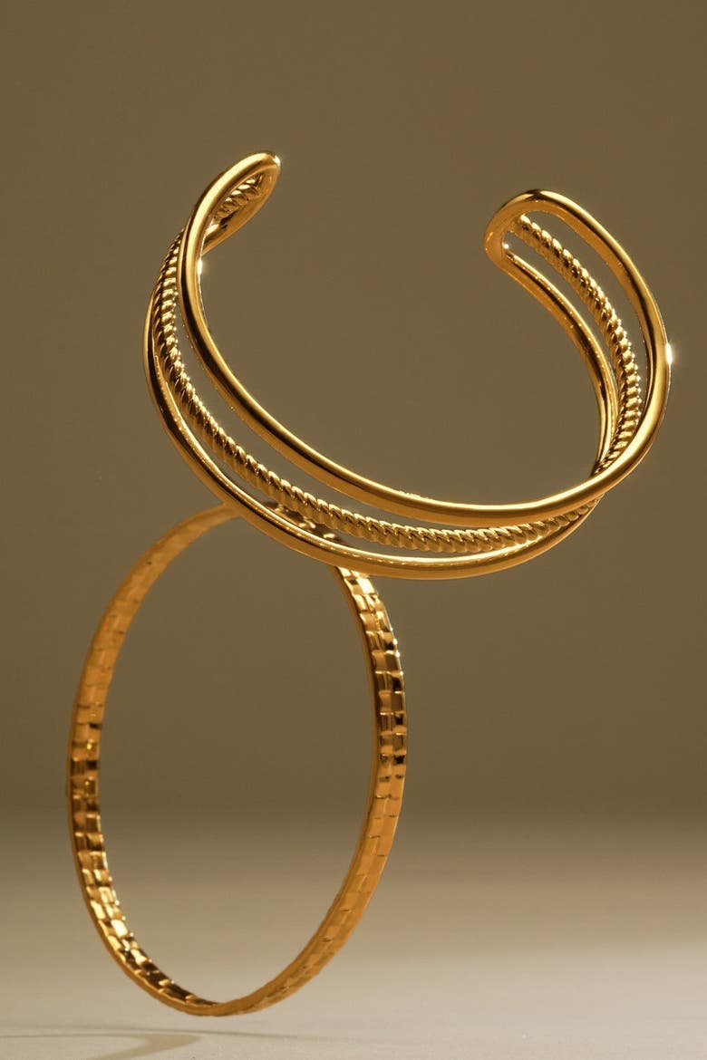 Taya Waterproof Gold Woven Bangle, Alternate, color, Gold