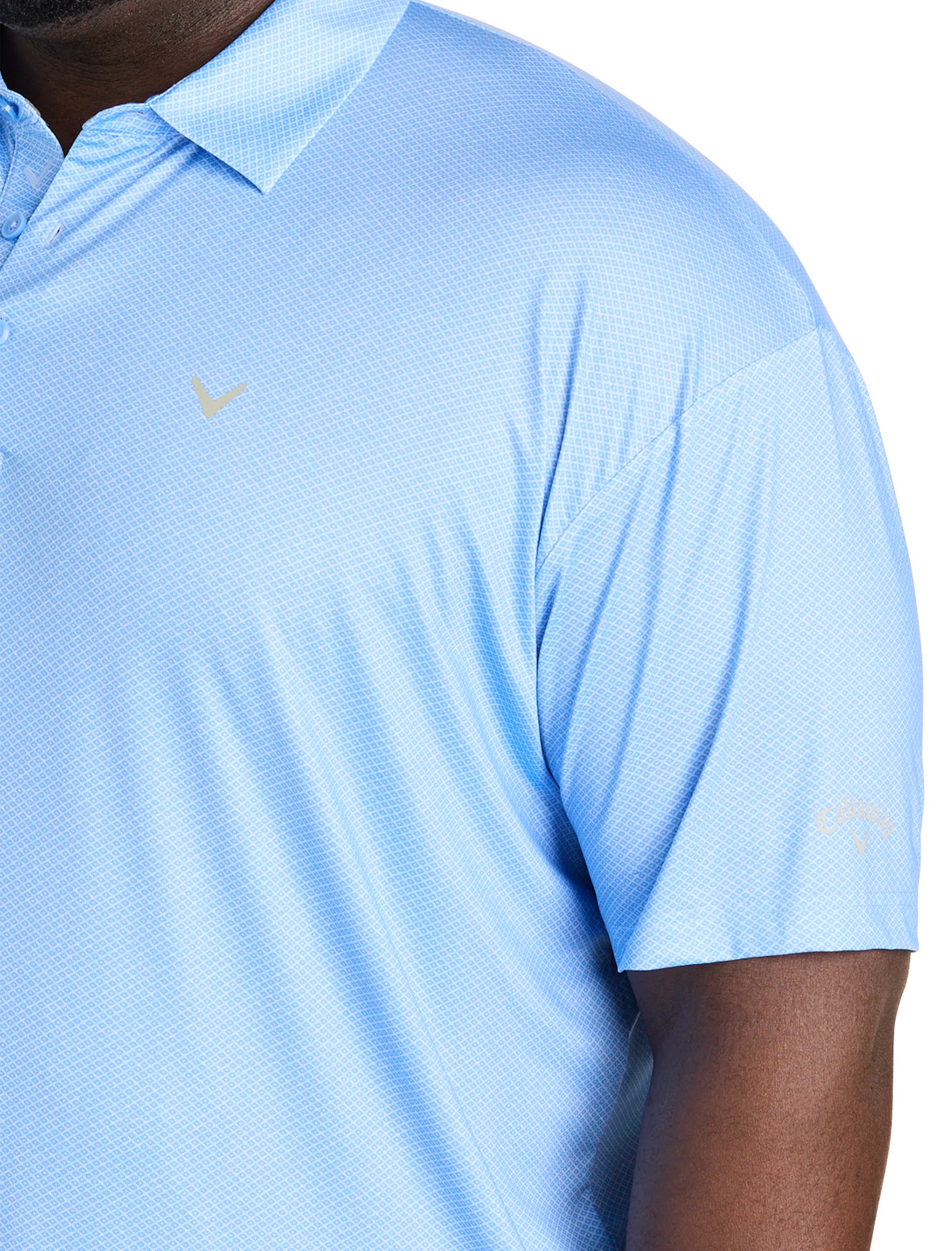 Big & Tall Geometric Heather Print Patterned Polo Shirt - image 2
