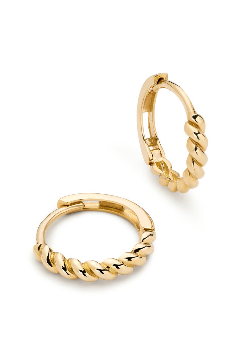 Solid Yellow Gold - Gold Twist Hoops Small, Main, color, Gold