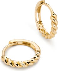 Ana Luisa Solid Yellow Gold - Gold Twist Hoops Small