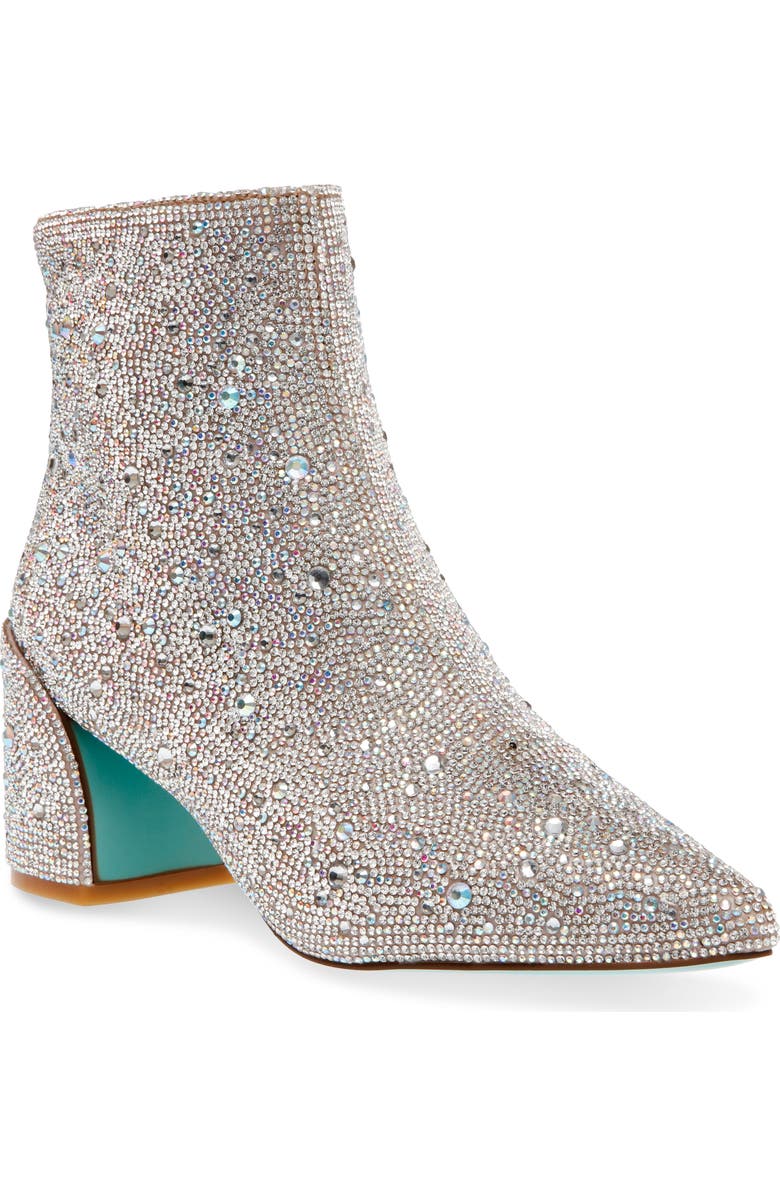 Betsey Johnson Corry Embellished Pointed Toe Bootie, Main, color,
