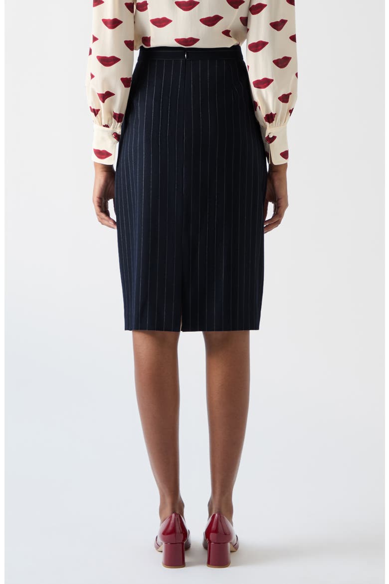 Bella Pin Stripe A-Line Skirt, Alternate, color, BLU-NAVY