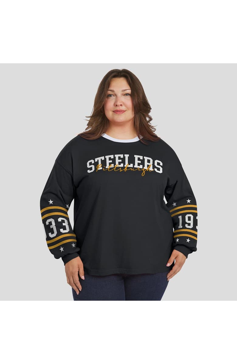 WEAR by Erin Andrews Women's WEAR by Erin Andrews Black Pittsburgh Steelers Plus Size Sport Long-Sleeve T-Shirt, Alternate, color, Black
