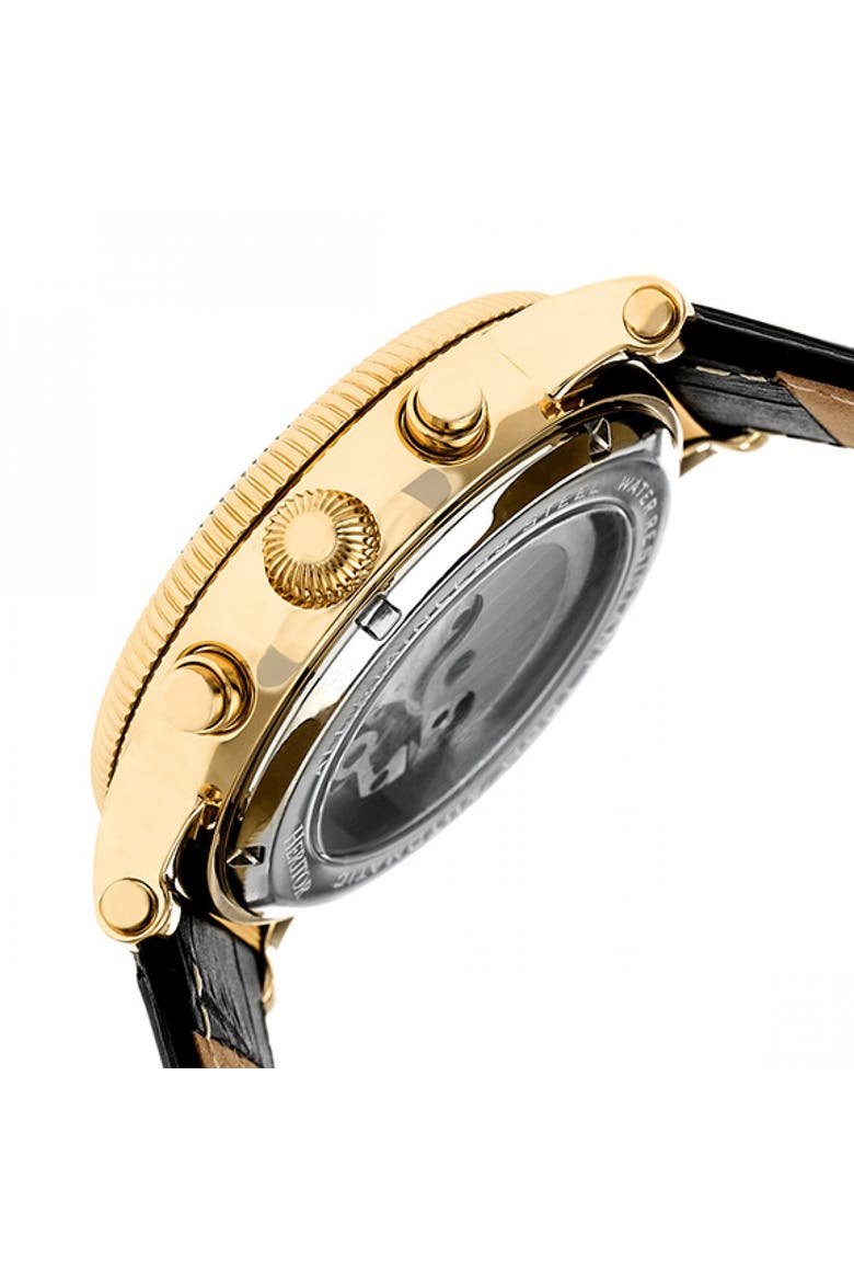 Winston Semi-Skeleton Leather-Band Watch, Alternate, color, Gold/Black