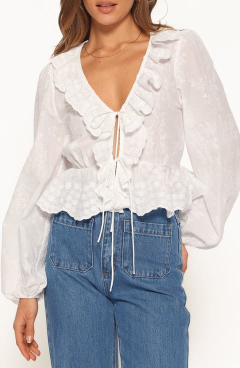 Issy Eyelet Ruffle Peplum Top
