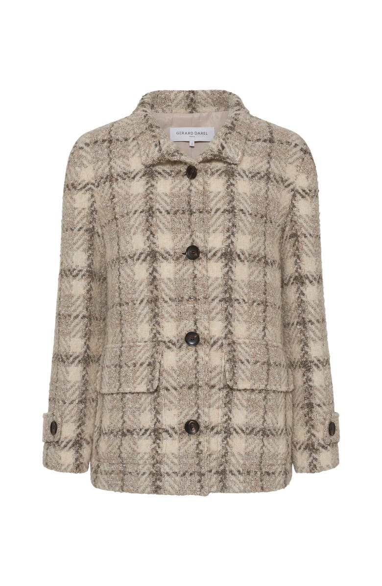 GERARD DAREL Manuela Oversize Checked Coat, Alternate, color, Natural