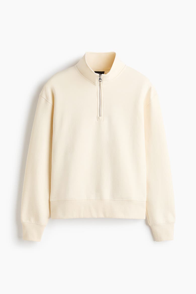 Relaxed-Fit Half-Zip Sweatshirt, Alternate, color, Cream