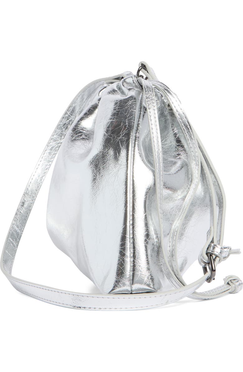 BCBG Metallic Drawstring Clutch, Alternate, color, Silver